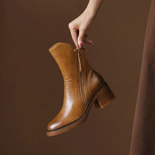 Leonora Side-Zip Block-Heel Boots 2