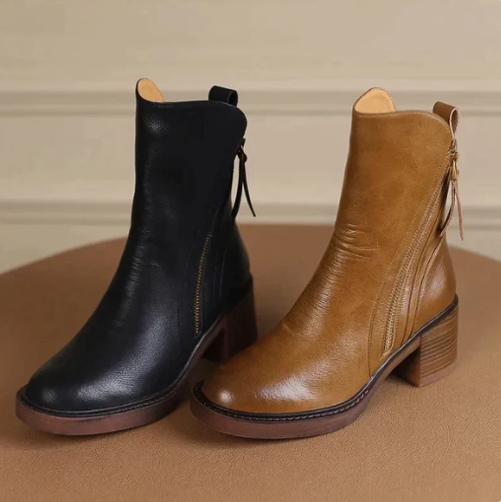 Leonora Side-Zip Block-Heel Boots 3