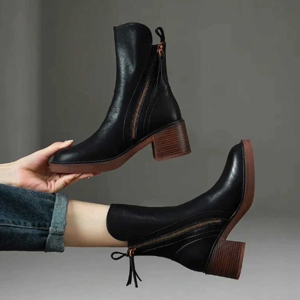 Leonora Side-Zip Block-Heel Boots 4