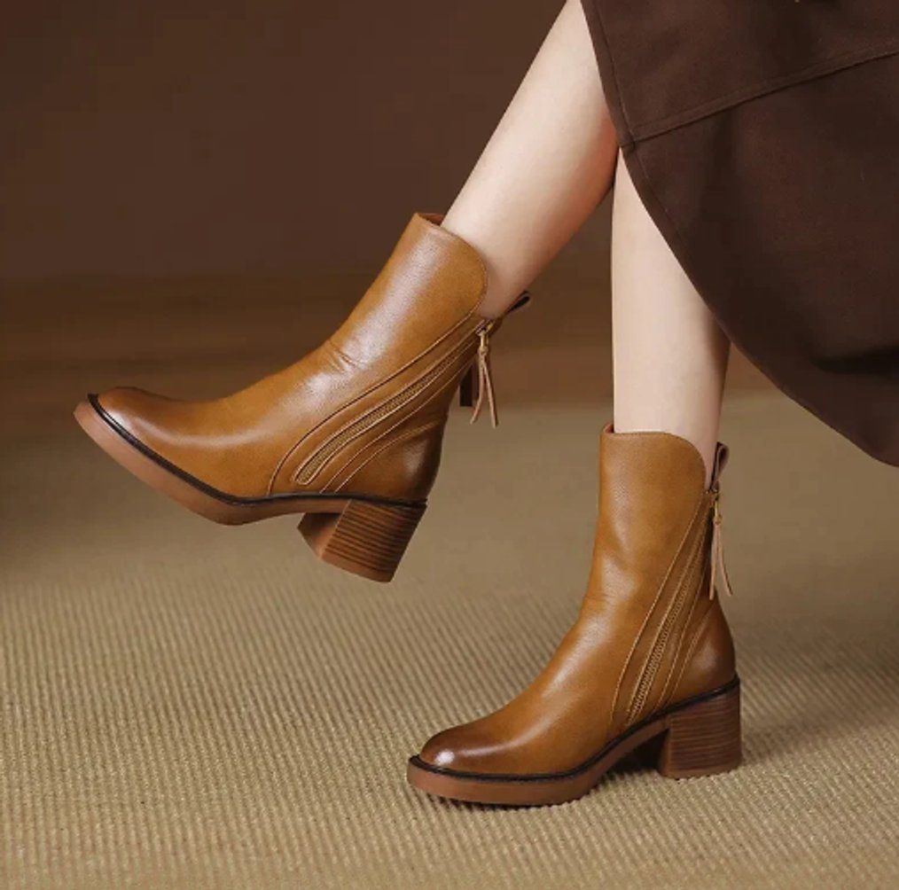 Leonora Side-Zip Block-Heel Boots 1