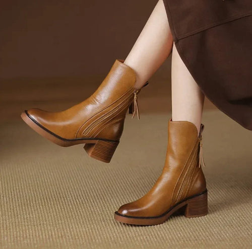 Leonora Side-Zip Block-Heel Boots 1