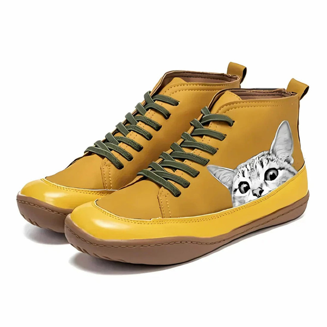 Sunniva Cat Print High-Top Boots 2