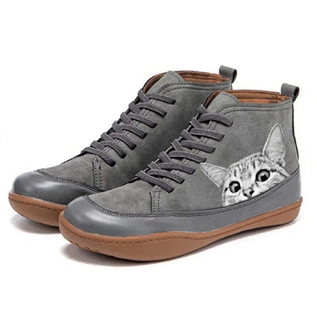 Sunniva Cat Print High-Top Boots 3