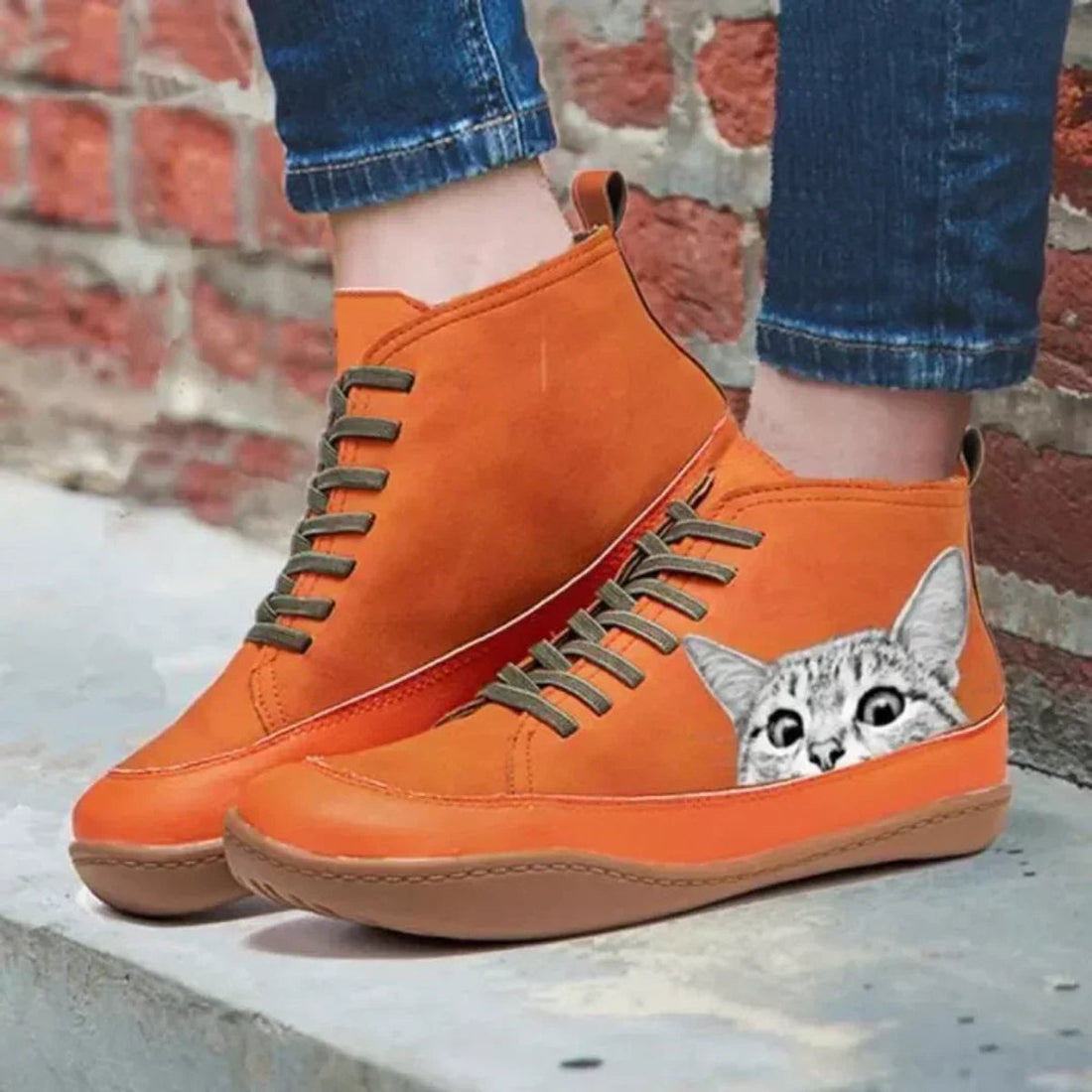 Sunniva Cat Print High-Top Boots 7