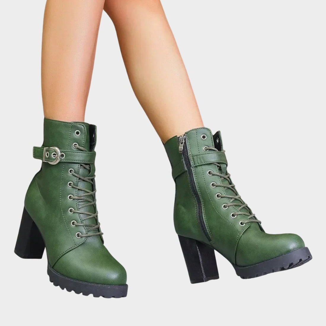 Tindra Lace-Up Heeled Combat Boots 10