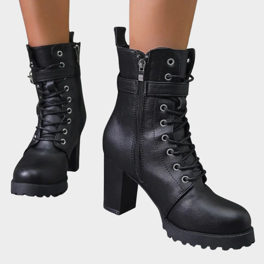 Tindra Lace-Up Heeled Combat Boots 3