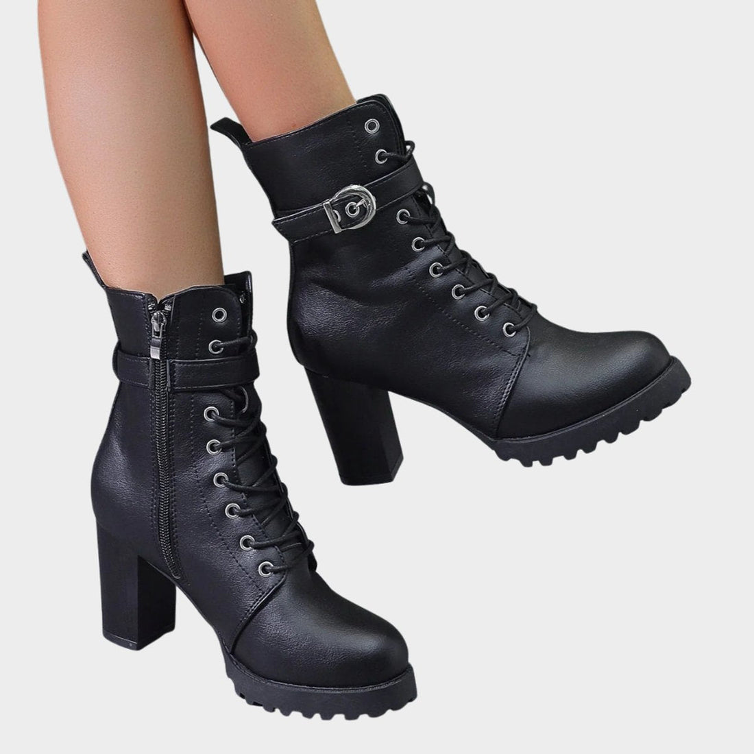 Tindra Lace-Up Heeled Combat Boots 4