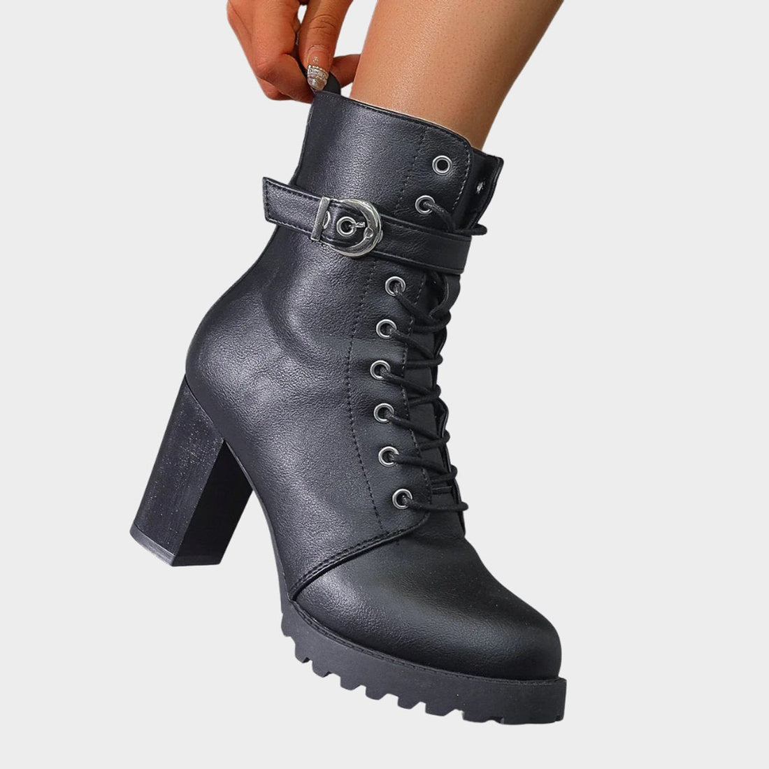Tindra Lace-Up Heeled Combat Boots 5