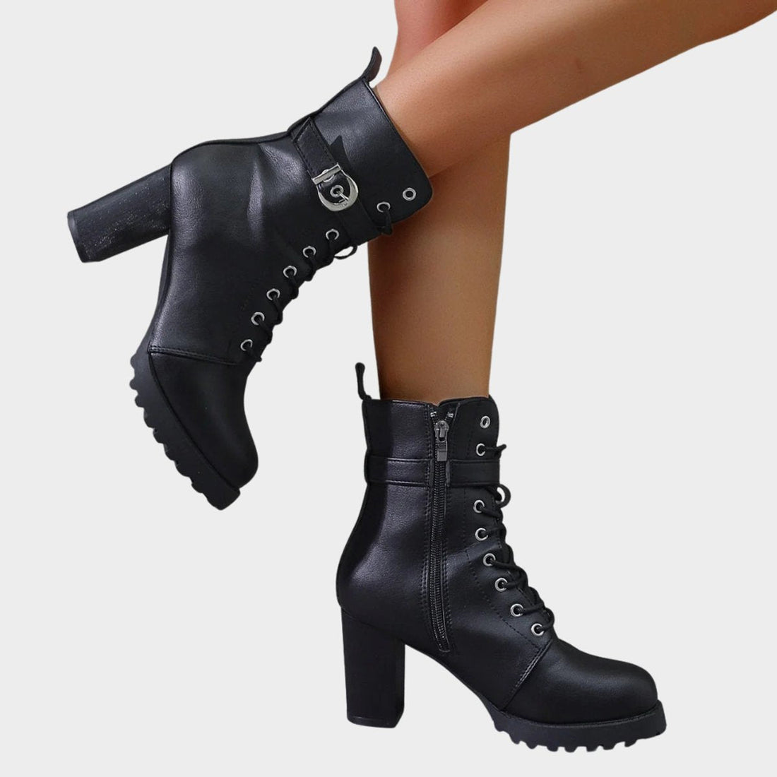 Tindra Lace-Up Heeled Combat Boots 6