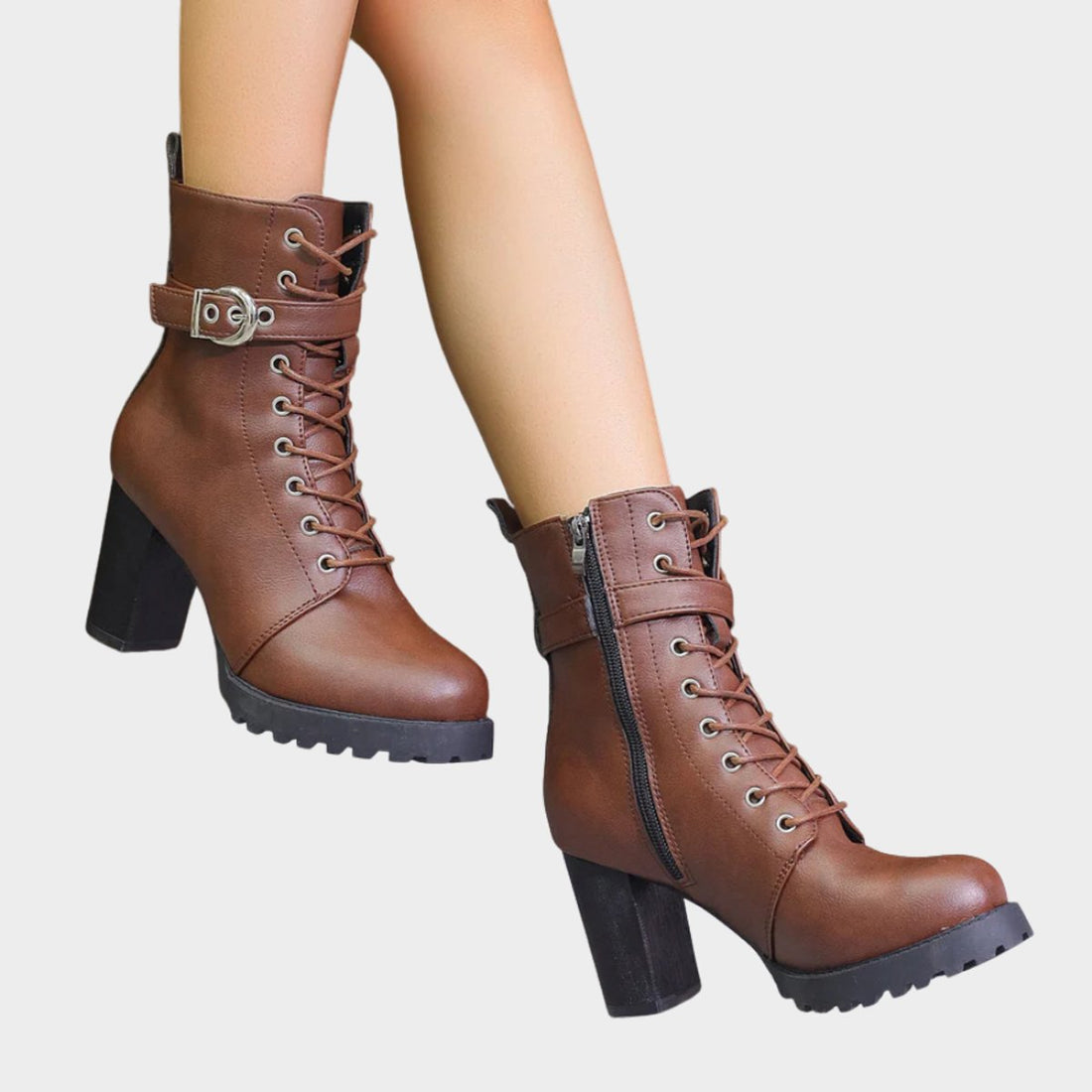 Tindra Lace-Up Heeled Combat Boots 7