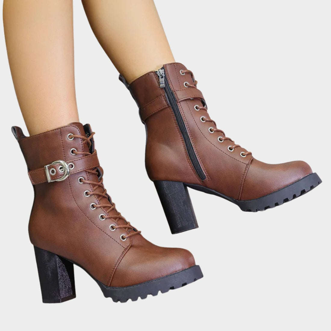 Tindra Lace-Up Heeled Combat Boots 8