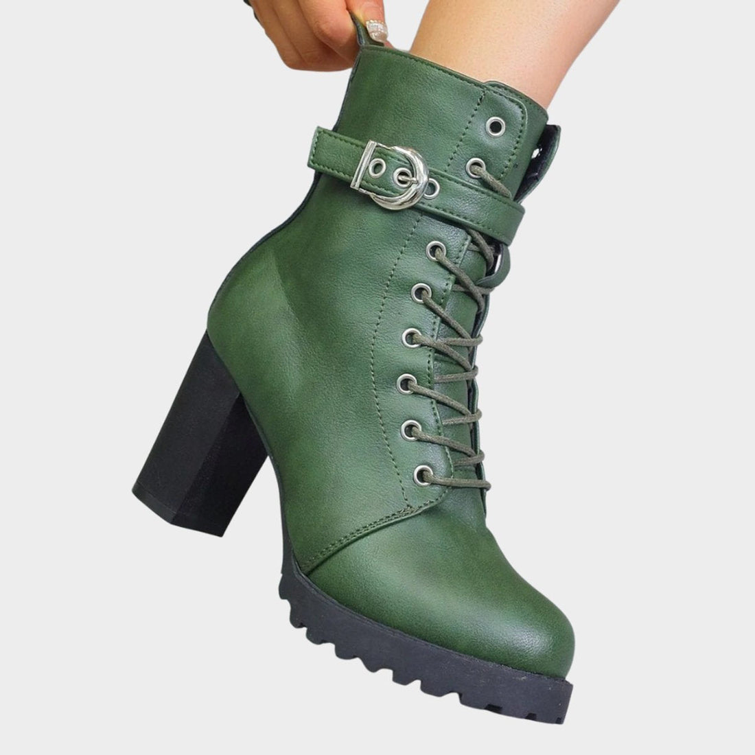 Tindra Lace-Up Heeled Combat Boots 9