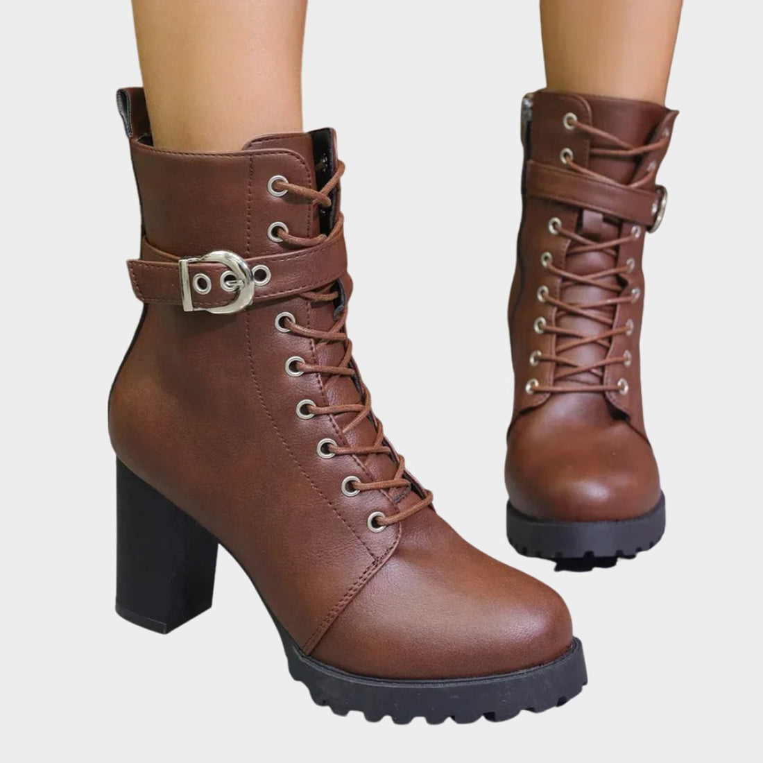 Tindra Lace-Up Heeled Combat Boots 1
